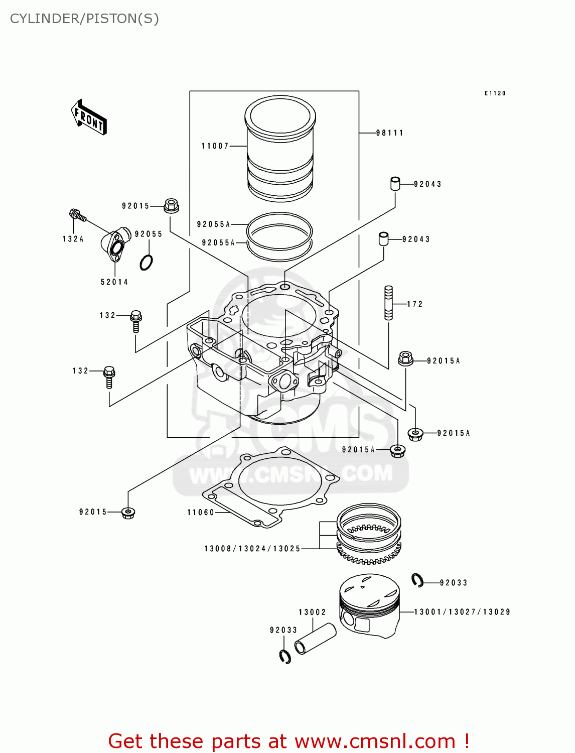 CYLINDER/PISTON(S) KLX650C1 1993 EUROPE UK FR NL AR FG GR IT SD SP ST