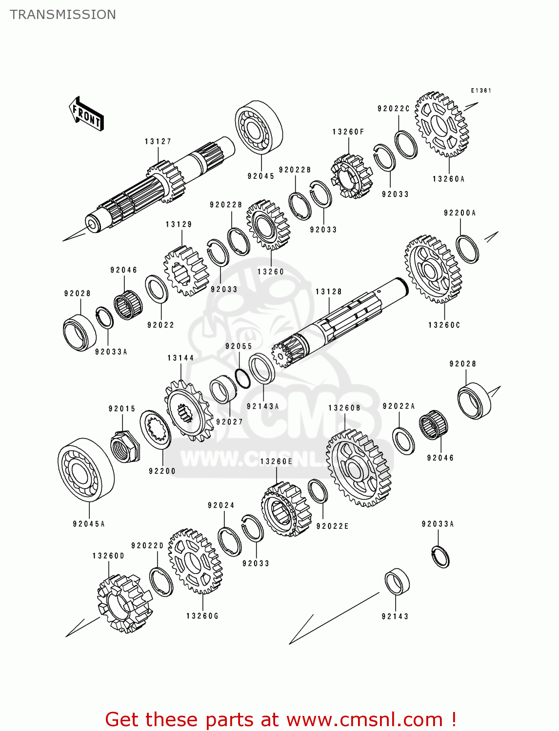 TRANSMISSION KLX650C1 1993 EUROPE UK FR NL AR FG GR IT SD SP ST
