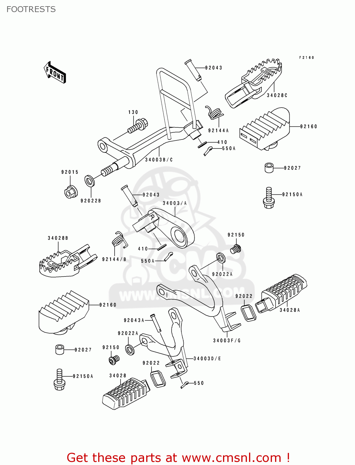 FOOTRESTS KLX650C1 1993 EUROPE UK FR NL AR FG GR IT SD SP ST