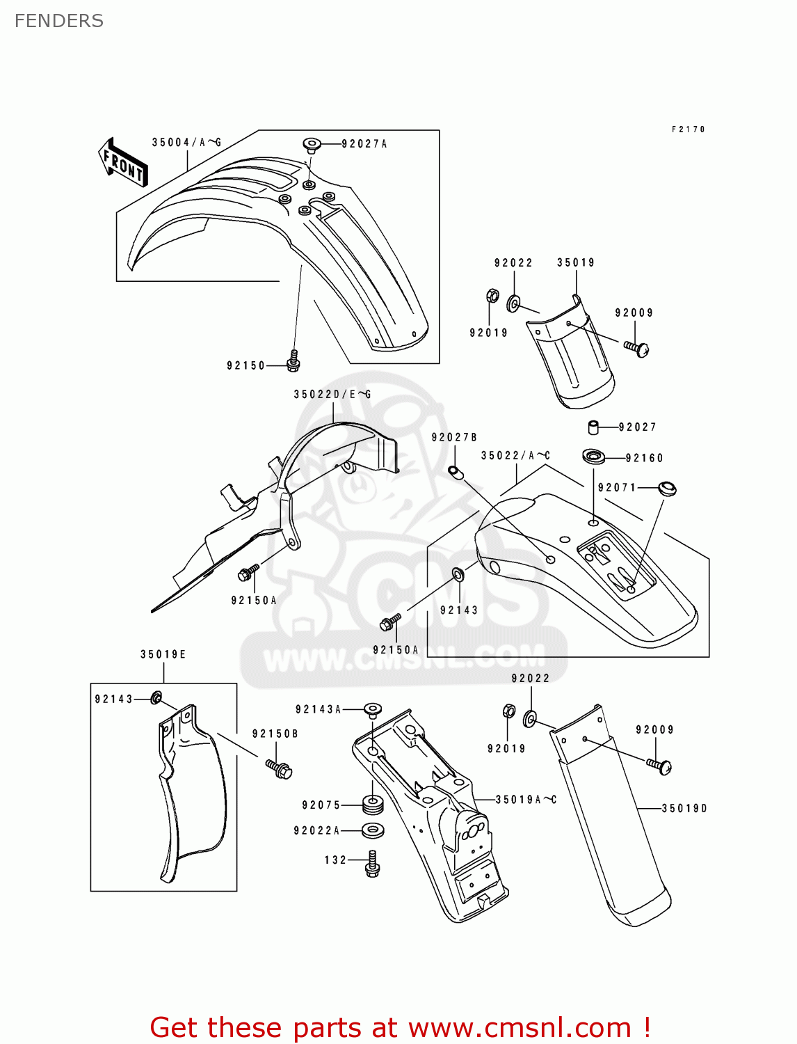 FENDERS KLX650C1 1993 EUROPE UK FR NL AR FG GR IT SD SP ST