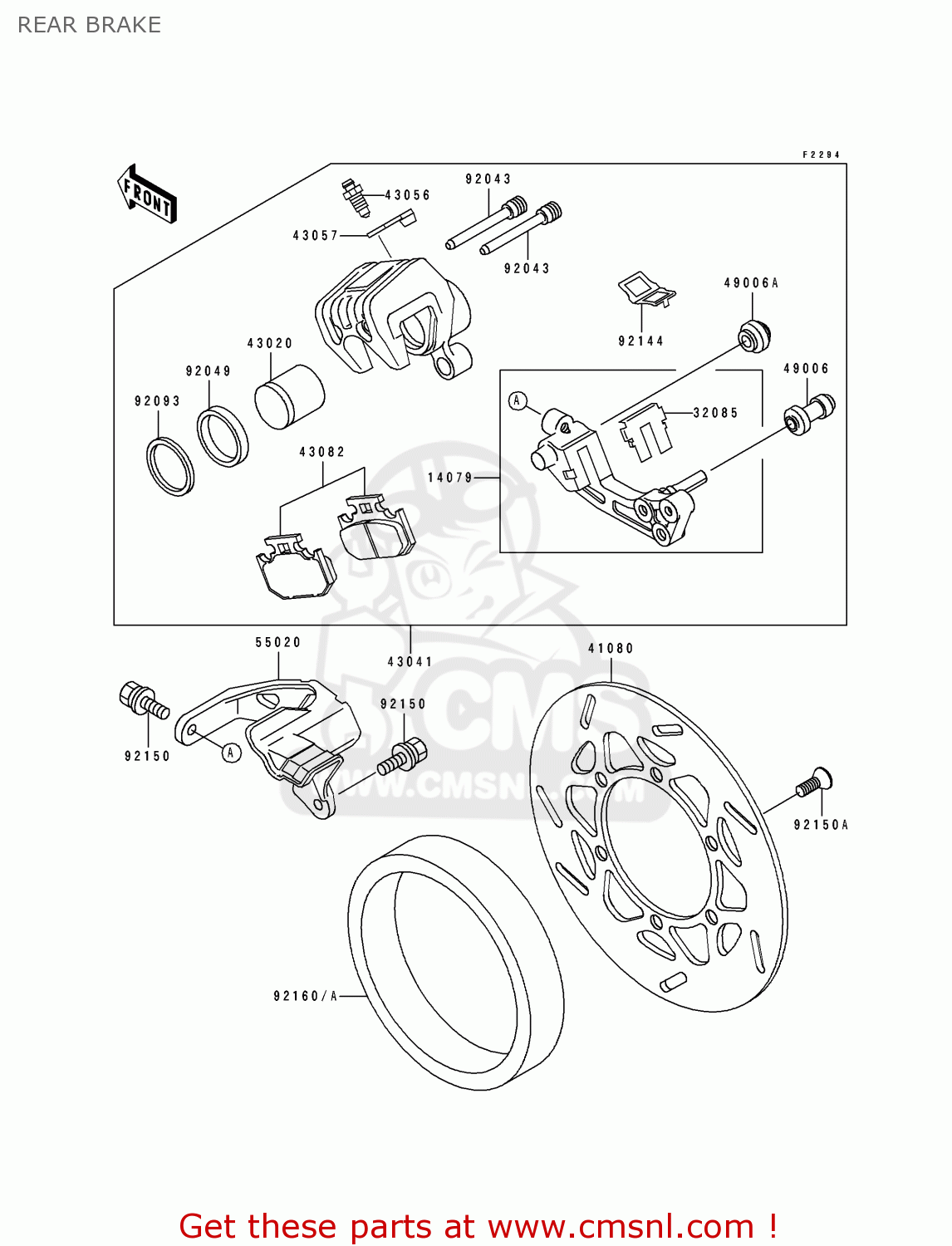 REAR BRAKE KLX650C1 1993 EUROPE UK FR NL AR FG GR IT SD SP ST