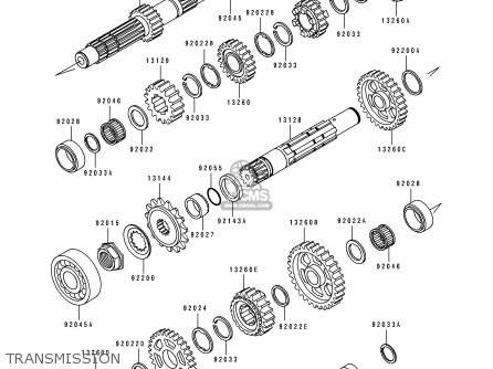 TRANSMISSION - KLX650C1 1993 EUROPE UK FR NL AR FG GR IT SD SP ST