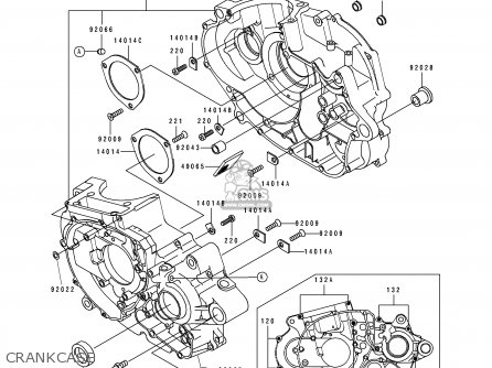 CRANKCASE - KLX650C1 1993 EUROPE UK FR NL AR FG GR IT SD SP ST