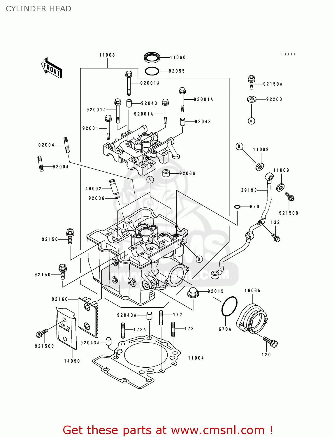CYLINDER HEAD KLX650C1 1993 USA CALIFORNIA