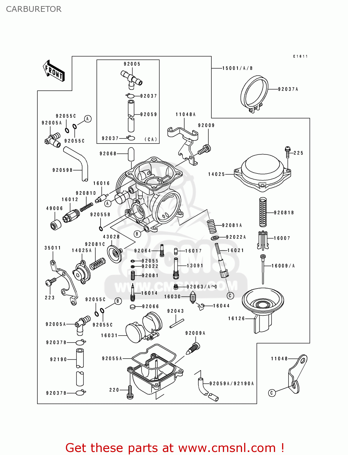 CARBURETOR KLX650C1 1993 USA CALIFORNIA