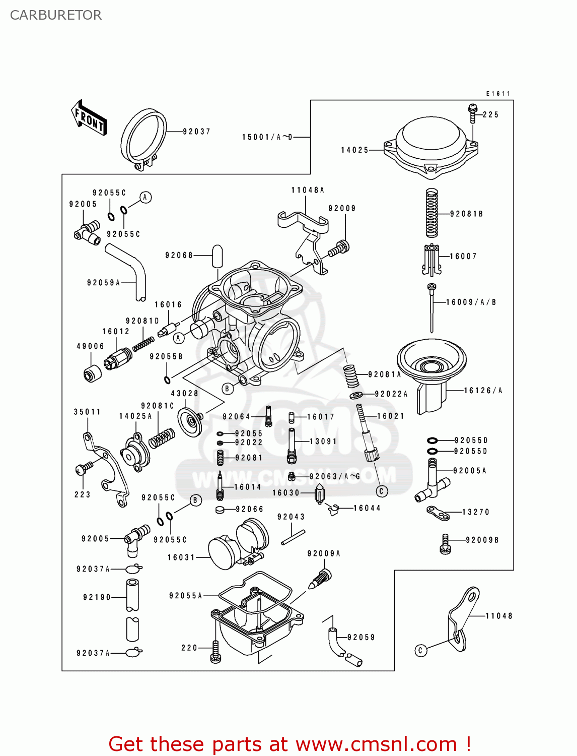 CARBURETOR KLX650C2 1994 EUROPE UK FR NL AR FG GR IT NR SP ST