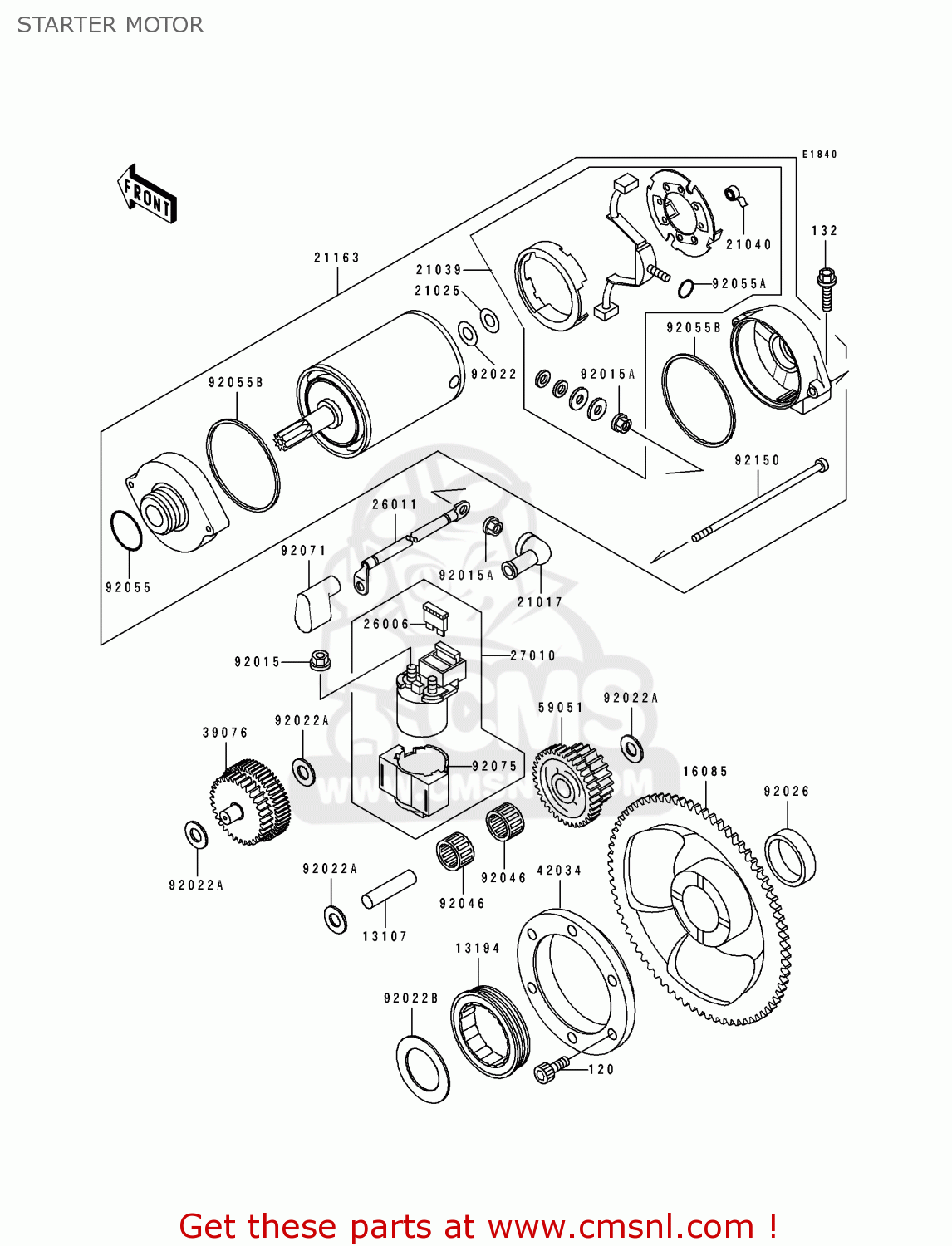 STARTER MOTOR KLX650C2 1994 EUROPE UK FR NL AR FG GR IT NR SP ST