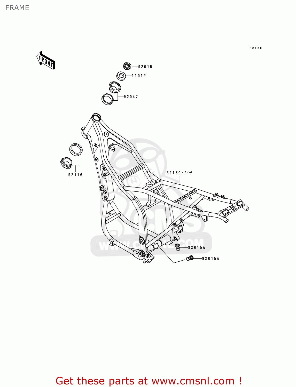 FRAME KLX650C2 1994 EUROPE UK FR NL AR FG GR IT NR SP ST