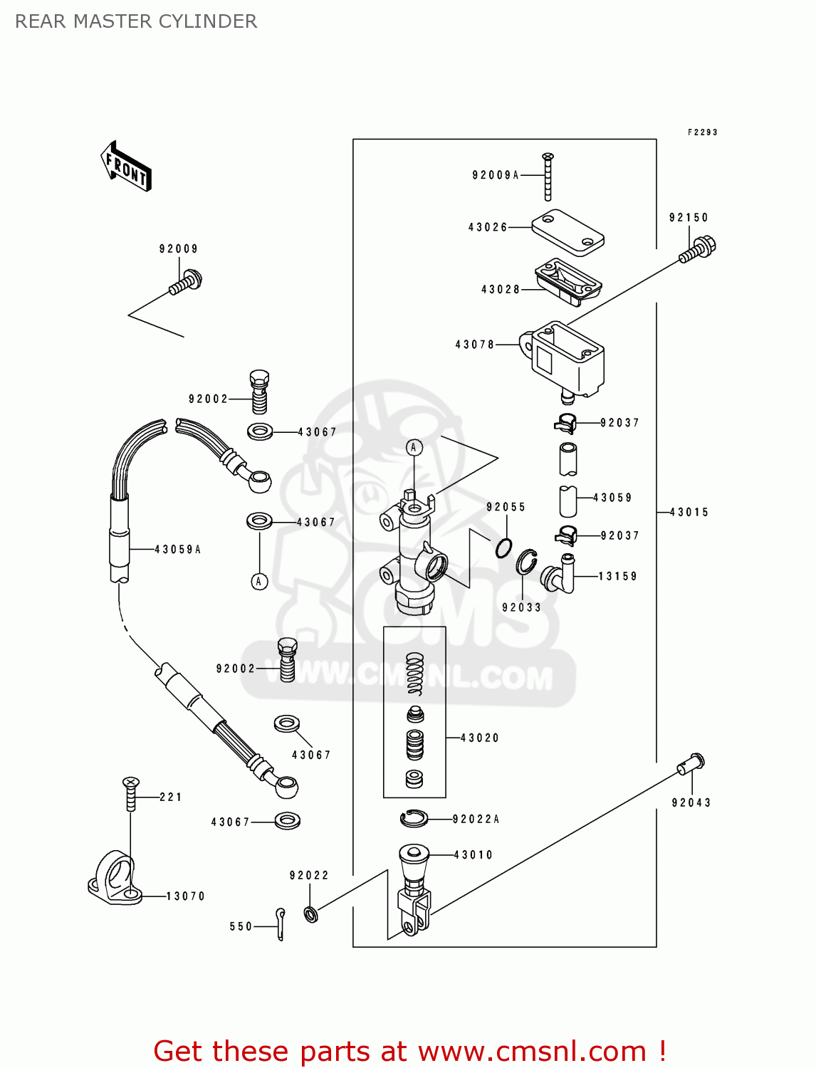 REAR MASTER CYLINDER KLX650C2 1994 EUROPE UK FR NL AR FG GR IT NR SP ST
