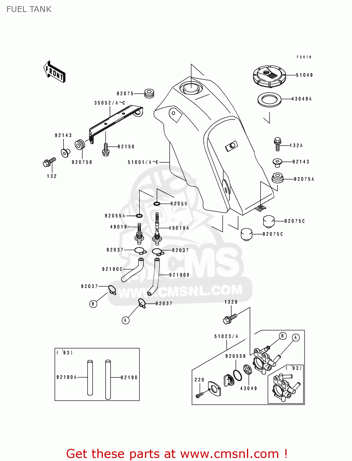 FUEL TANK KLX650C2 1994 EUROPE UK FR NL AR FG GR IT NR SP ST