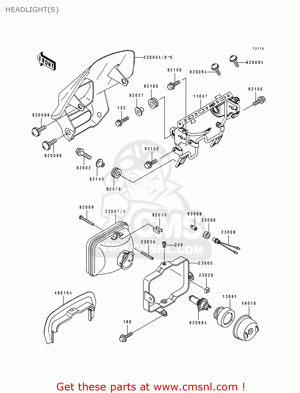 HEADLIGHT(S) KLX650C2 1994 EUROPE UK FR NL AR FG GR IT NR SP ST