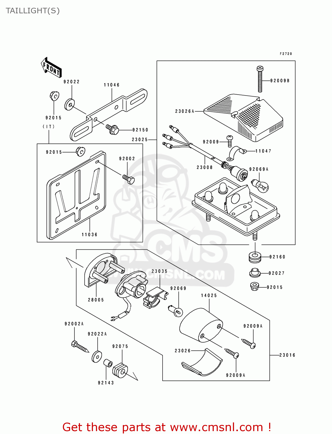 TAILLIGHT(S) KLX650C2 1994 EUROPE UK FR NL AR FG GR IT NR SP ST