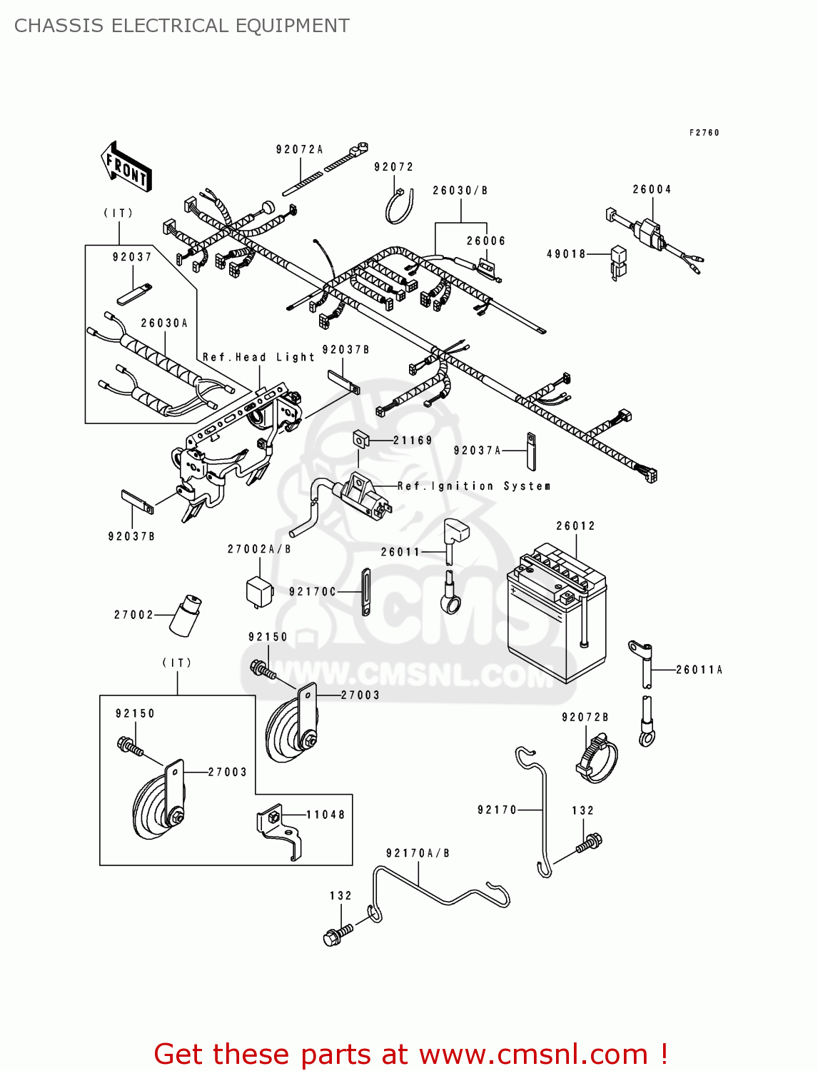 CHASSIS ELECTRICAL EQUIPMENT KLX650C2 1994 EUROPE UK FR NL AR FG GR IT NR SP ST