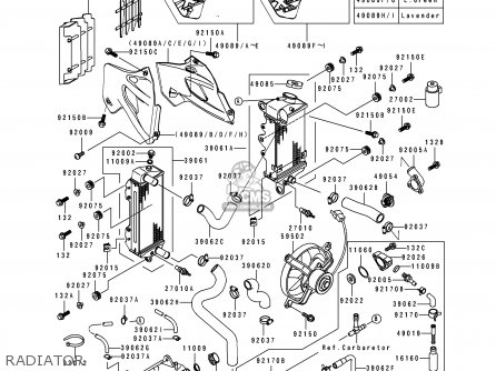 RADIATOR - KLX650C2 1994 EUROPE UK FR NL AR FG GR IT NR SP ST