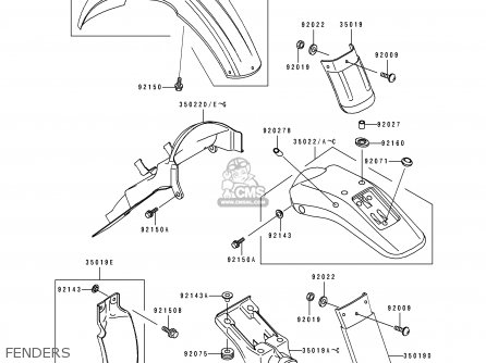 FENDERS - KLX650C2 1994 EUROPE UK FR NL AR FG GR IT NR SP ST