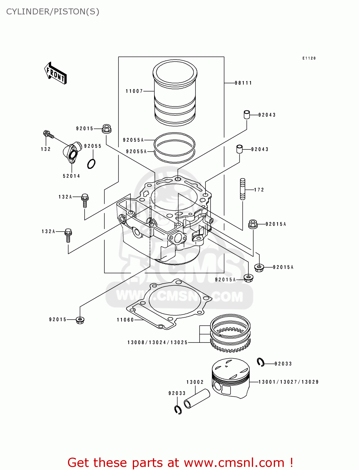 CYLINDER/PISTON(S) KLX650C2 1994 USA CALIFORNIA