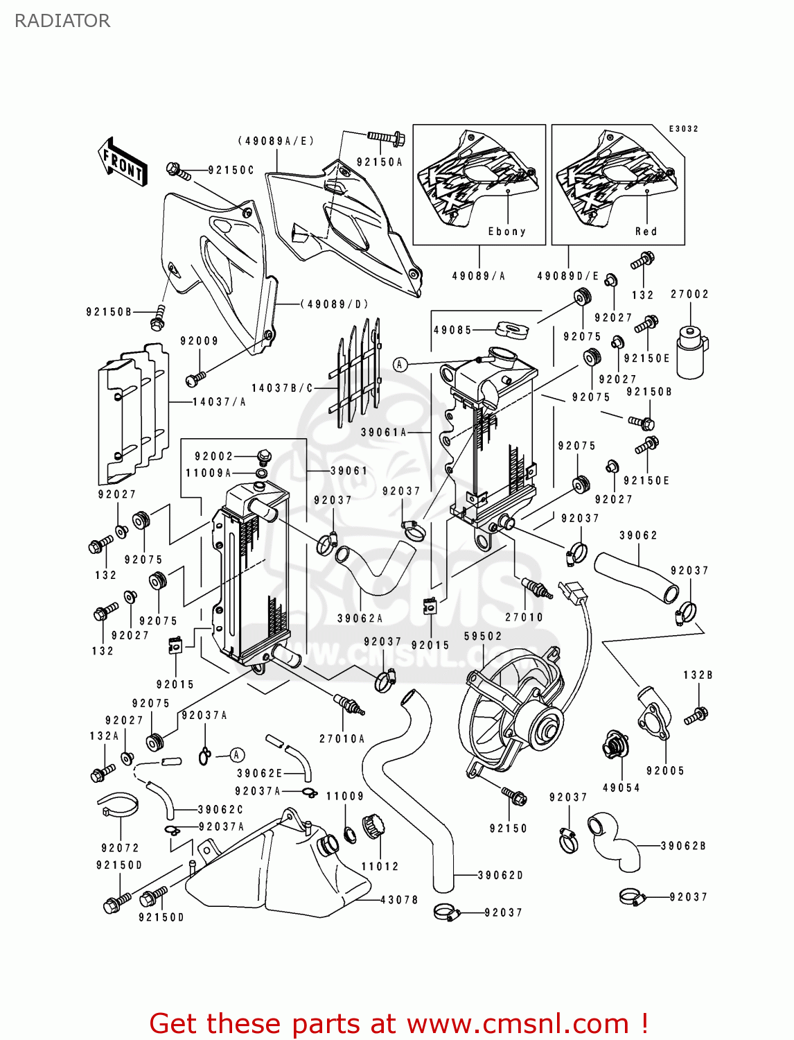 RADIATOR KLX650C2 1994 USA CALIFORNIA