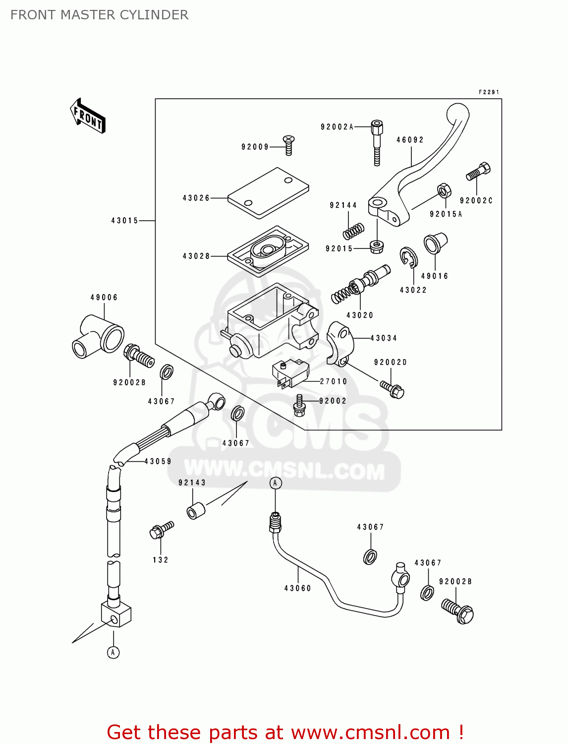 FRONT MASTER CYLINDER KLX650C2 1994 USA CALIFORNIA
