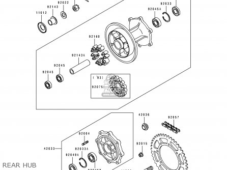 REAR HUB - KLX650C2 1994 USA CALIFORNIA