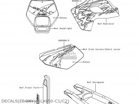 DECALS(EBONY)(KLX650-C1/C2) - KLX650C2 1994 USA CALIFORNIA
