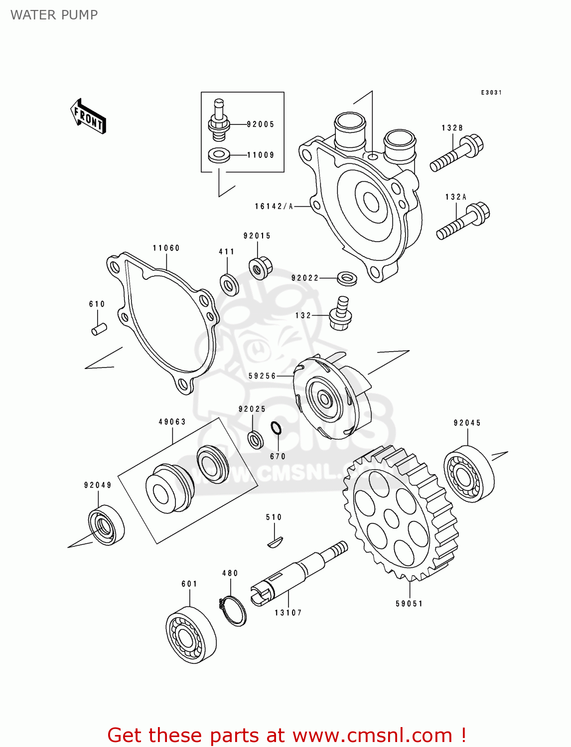 WATER PUMP KLX650C3 1995 EUROPE FR NL AR FG GR IT SP ST