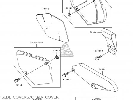 SIDE COVERS/CHAIN COVER - KLX650C3 1995 EUROPE FR NL AR FG GR IT SP ST