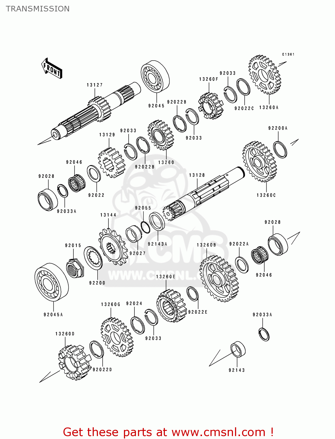 TRANSMISSION KLX650C3 1995 USA CALIFORNIA CANADA