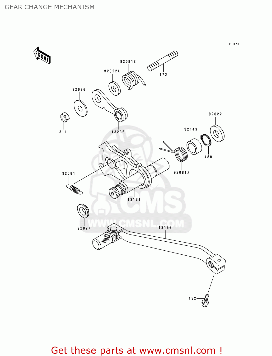 GEAR CHANGE MECHANISM KLX650C3 1995 USA CALIFORNIA CANADA