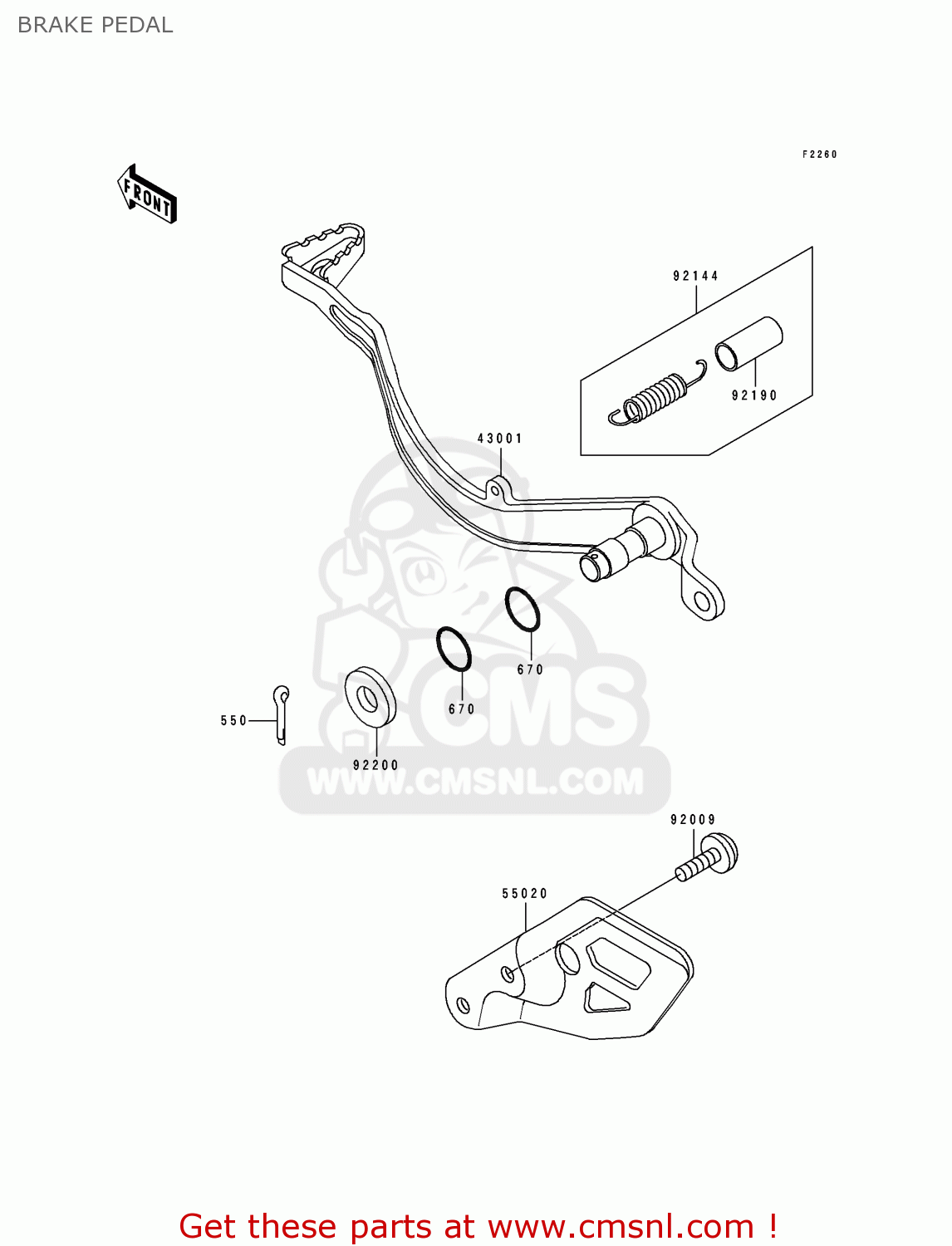 BRAKE PEDAL KLX650C3 1995 USA CALIFORNIA CANADA