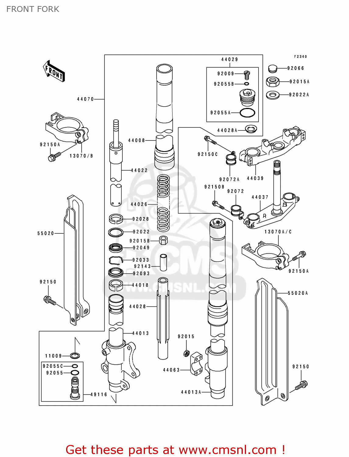 FRONT FORK KLX650C3 1995 USA CALIFORNIA CANADA