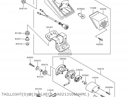 TAILLIGHT(S)@(JKALXEC1 SA021310&NAMI.) - KLX650C3 1995 USA CALIFORNIA CANADA