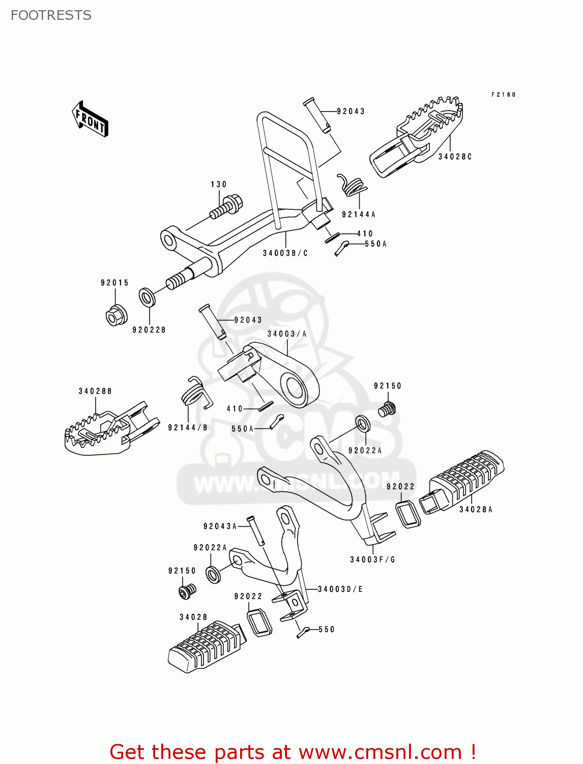 FOOTRESTS KLX650C4 1996 USA CALIFORNIA CANADA