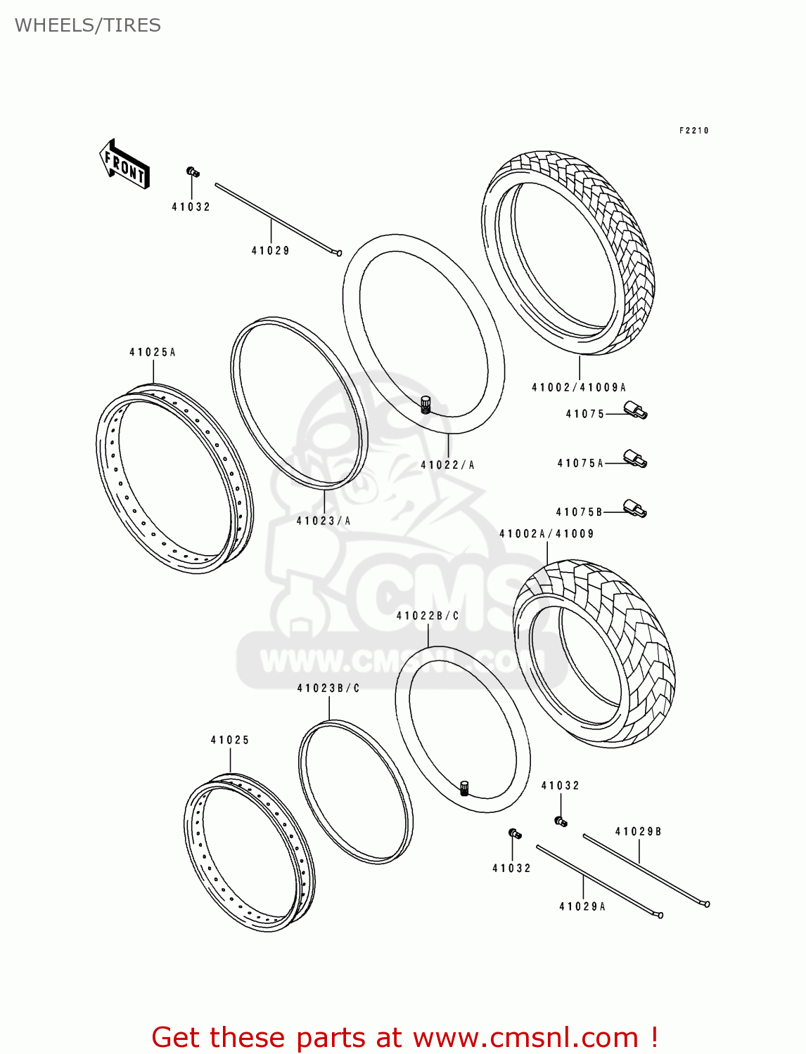 WHEELS/TIRES KLX650C4 1996 USA CALIFORNIA CANADA