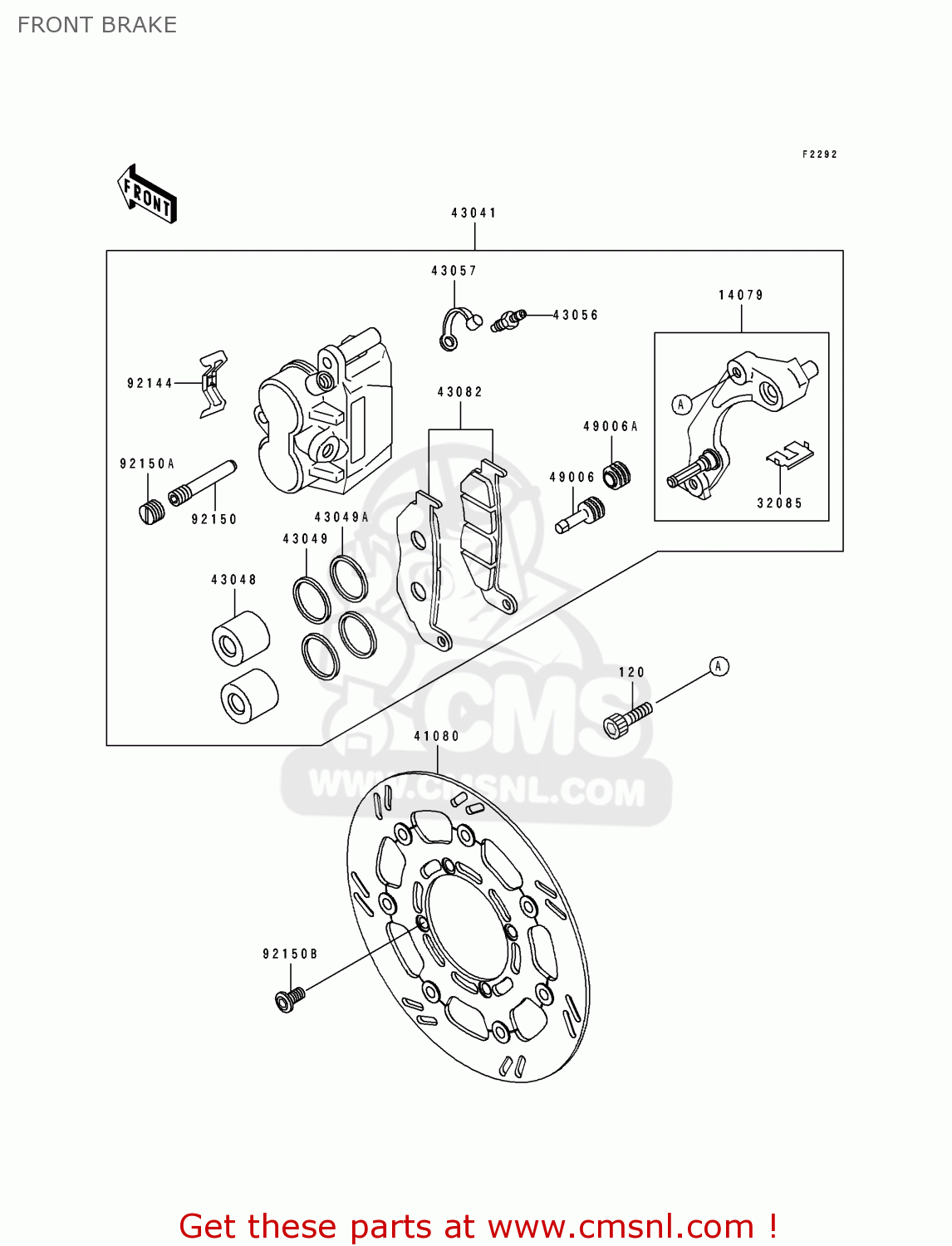 FRONT BRAKE KLX650C4 1996 USA CALIFORNIA CANADA