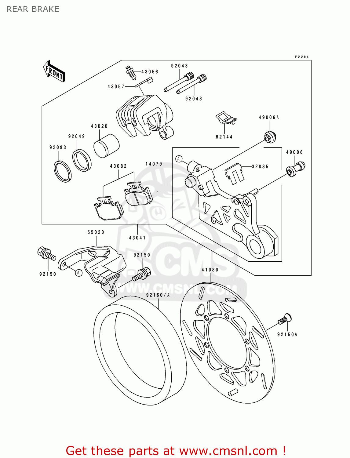 REAR BRAKE KLX650C4 1996 USA CALIFORNIA CANADA