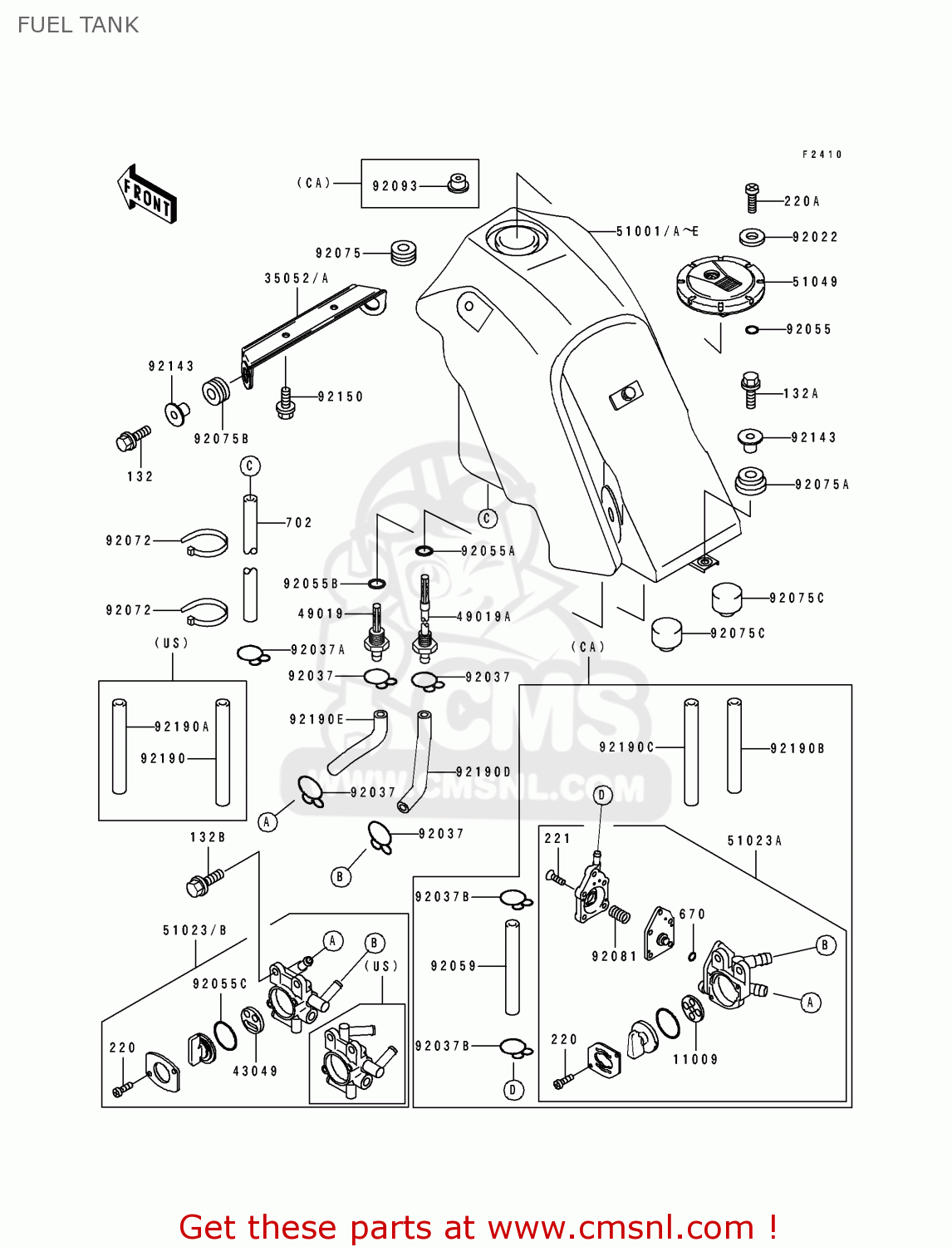 FUEL TANK KLX650C4 1996 USA CALIFORNIA CANADA