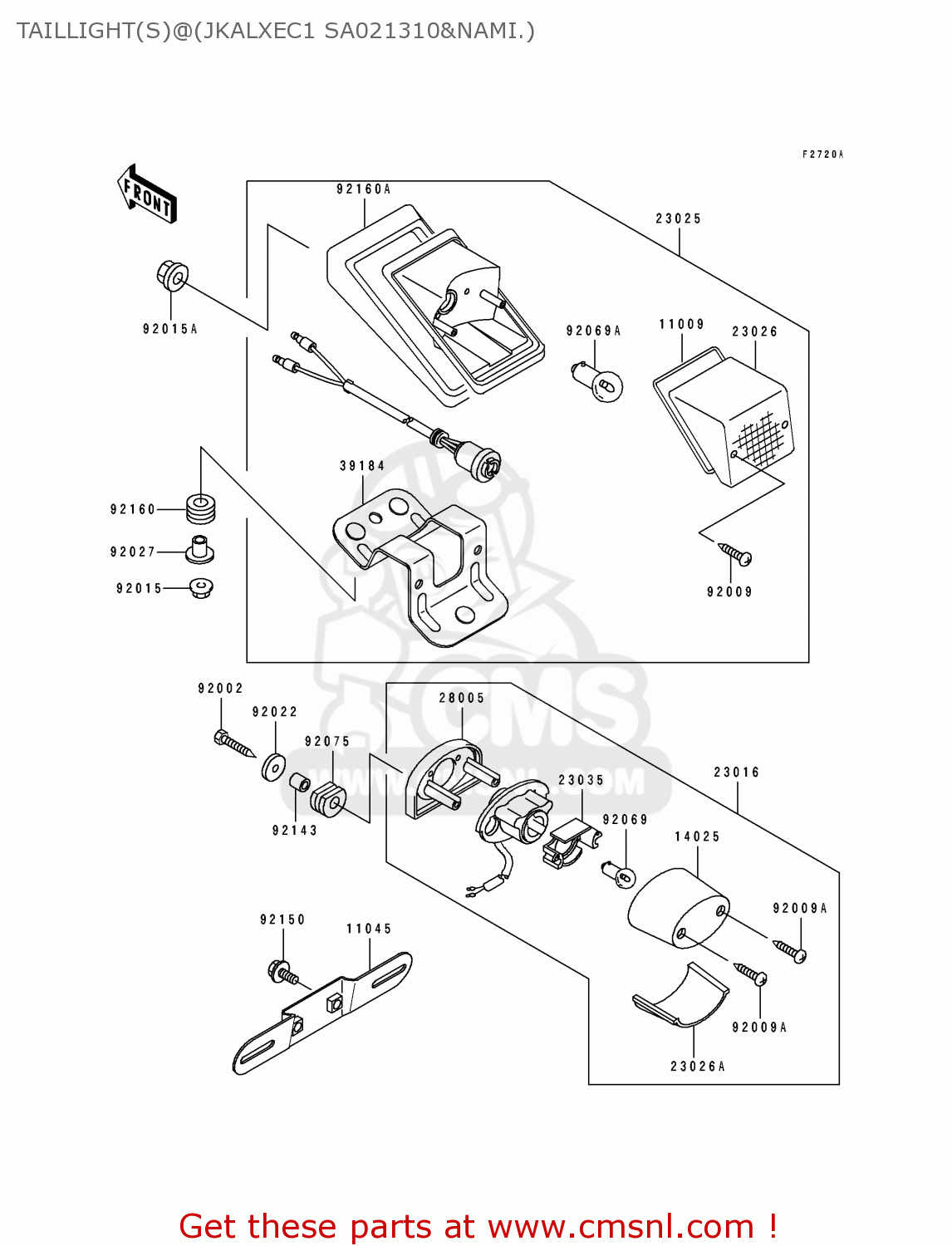 TAILLIGHT(S)@(JKALXEC1 SA021310&NAMI.) KLX650C4 1996 USA CALIFORNIA CANADA