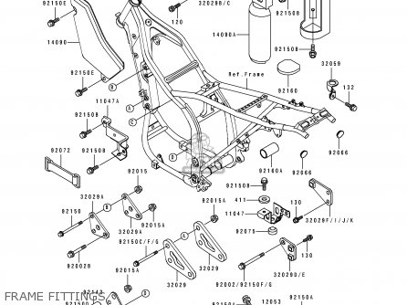 FRAME FITTINGS - KLX650C4 1996 USA CALIFORNIA CANADA