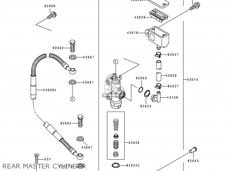 REAR MASTER CYLINDER - KLX650C4 1996 USA CALIFORNIA CANADA