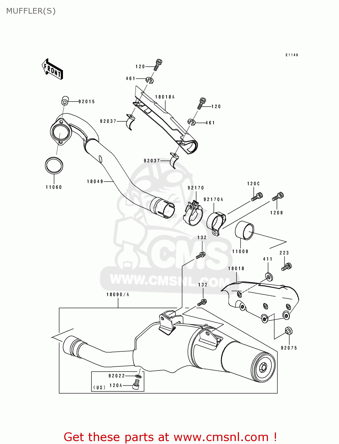 MUFFLER(S) KLX650D1 1996 USA CANADA