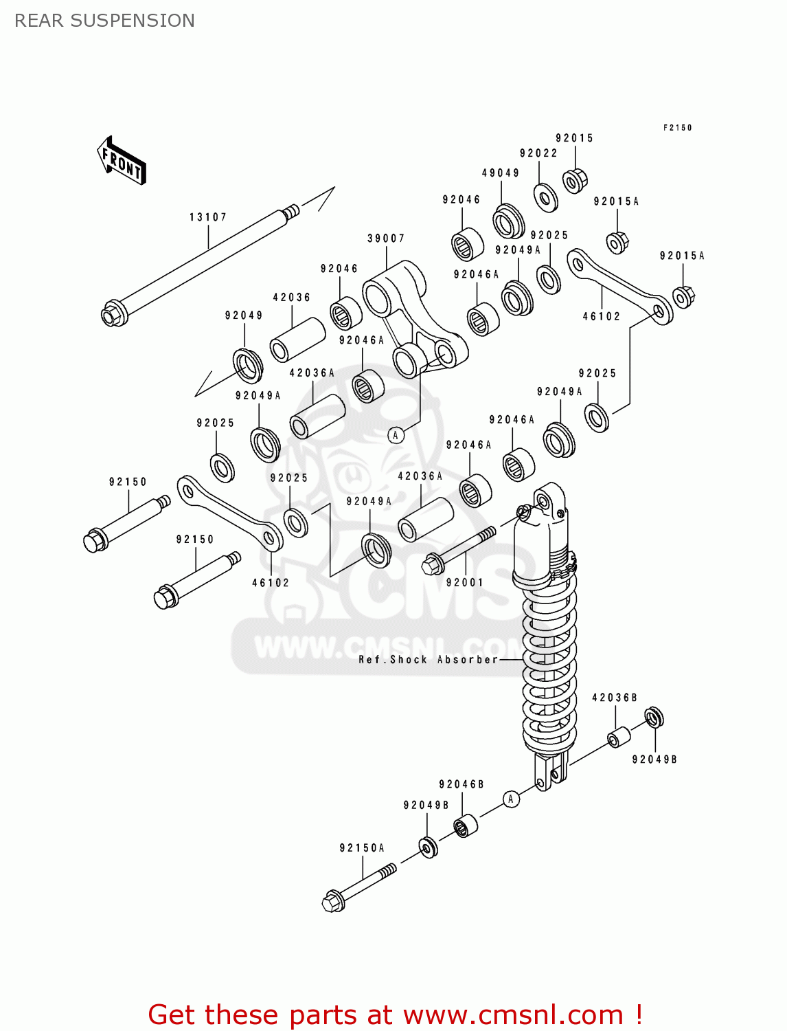 REAR SUSPENSION KLX650D1 1996 USA CANADA