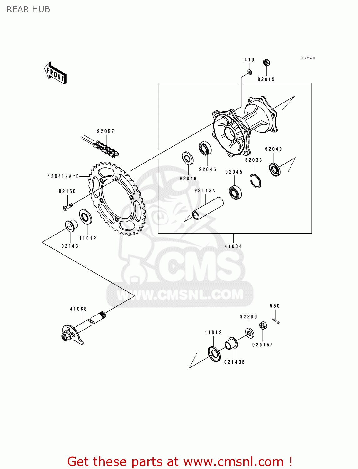 REAR HUB KLX650D1 1996 USA CANADA