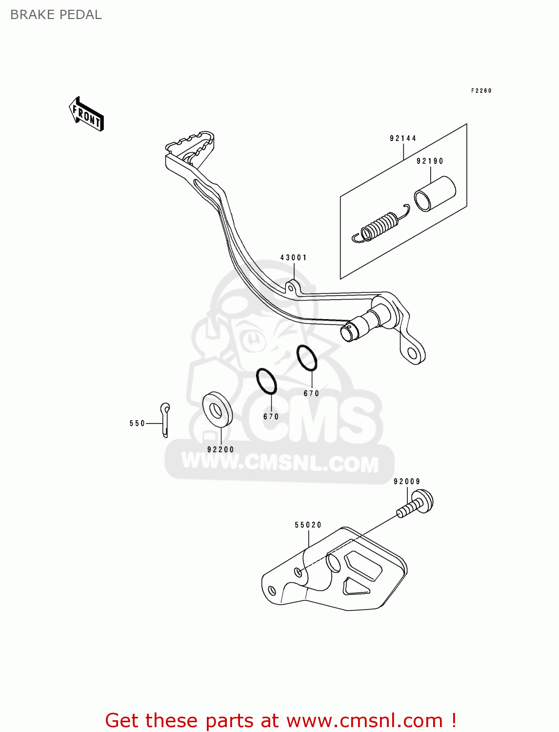 BRAKE PEDAL KLX650D1 1996 USA CANADA