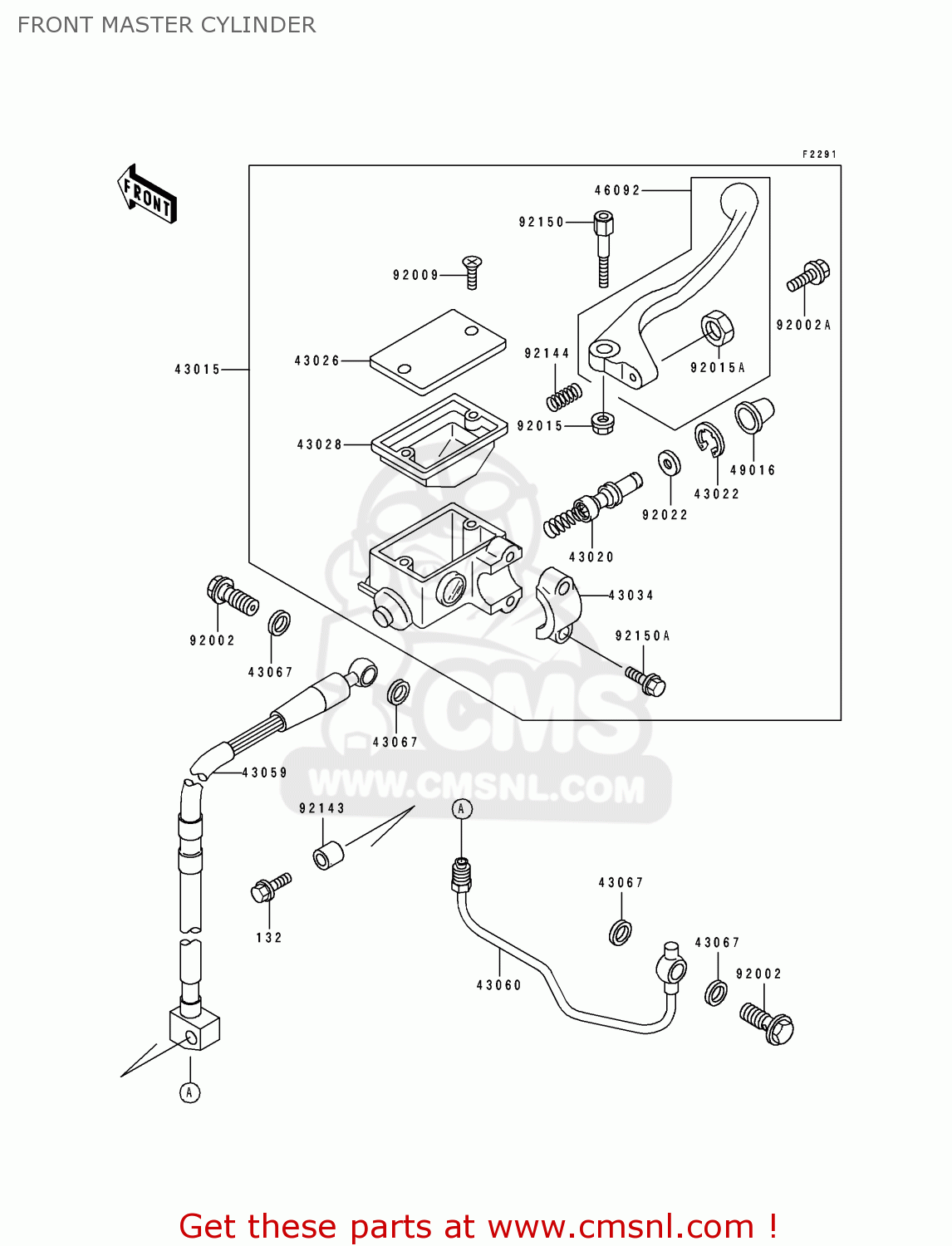 FRONT MASTER CYLINDER KLX650D1 1996 USA CANADA