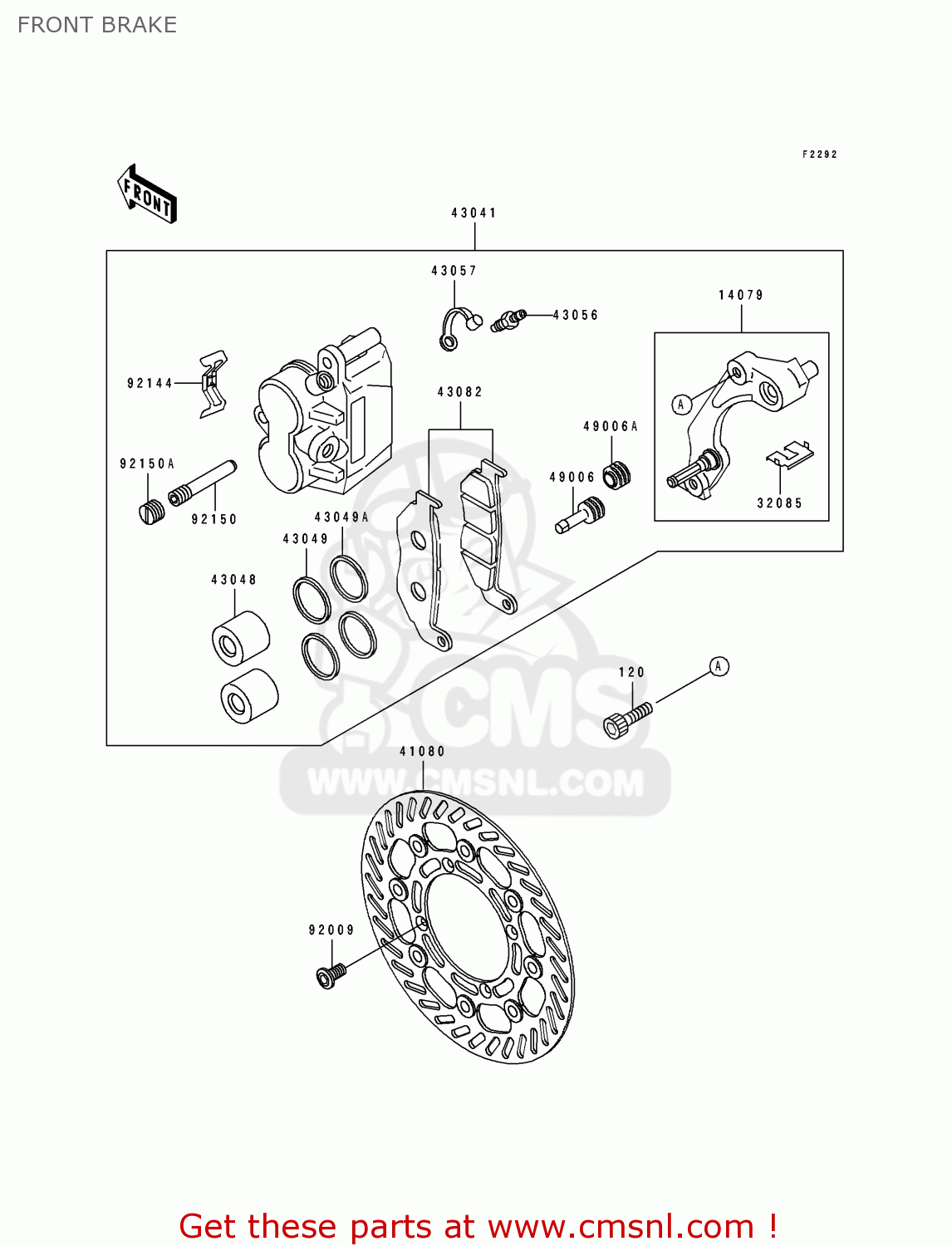 FRONT BRAKE KLX650D1 1996 USA CANADA