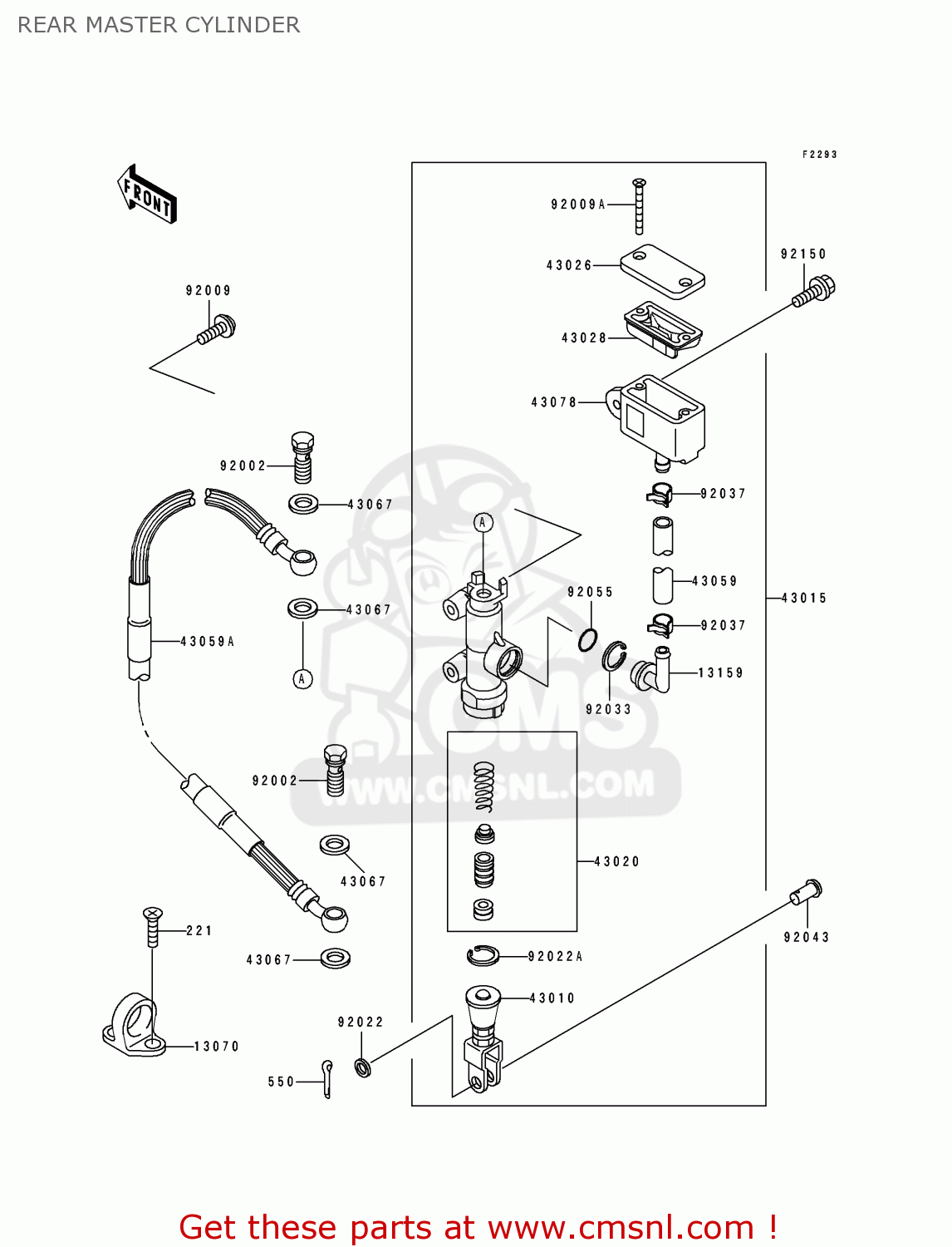 REAR MASTER CYLINDER KLX650D1 1996 USA CANADA