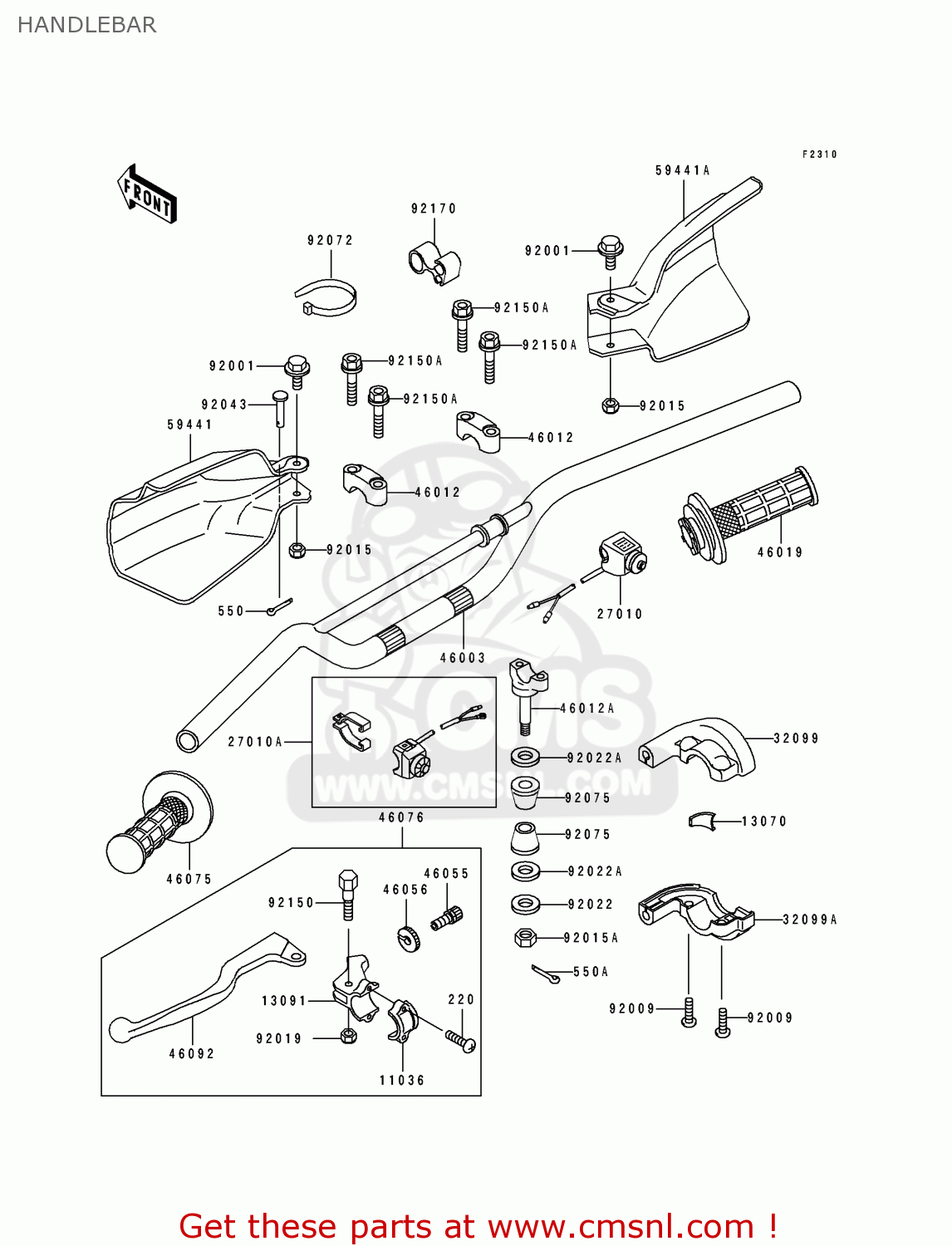 HANDLEBAR KLX650D1 1996 USA CANADA