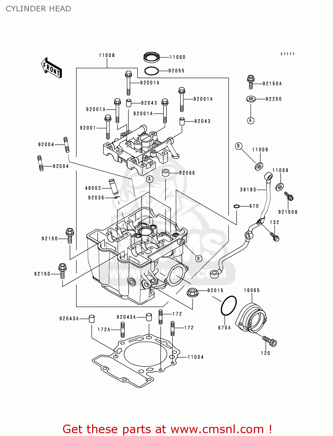 CYLINDER HEAD KLX650D1 KLX650R 1996 EUROPE FRANCE