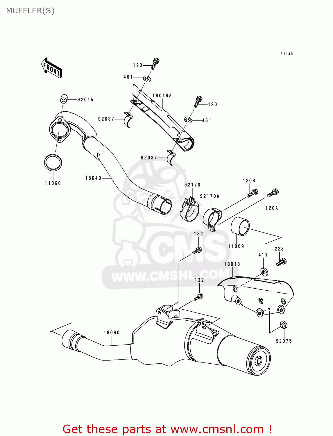 MUFFLER(S) KLX650D1 KLX650R 1996 EUROPE FRANCE