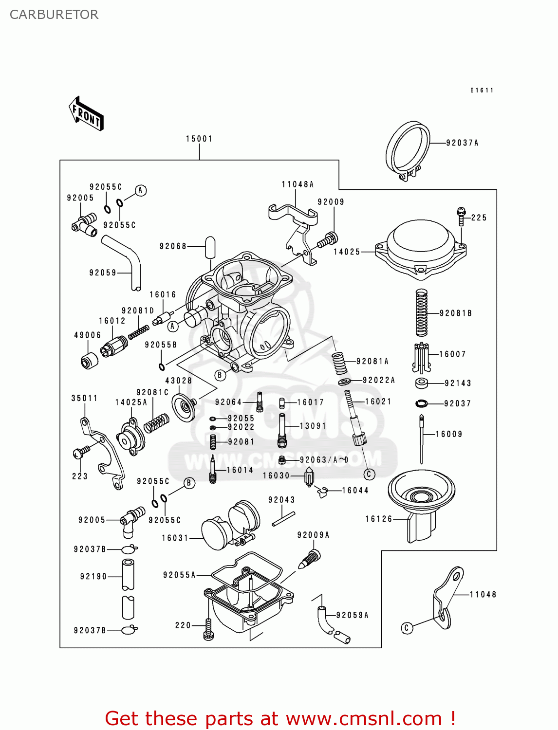 CARBURETOR KLX650D1 KLX650R 1996 EUROPE FRANCE